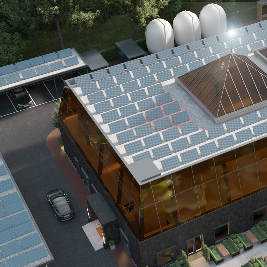 Solaranlagen auf dem Dach und Wasserkreislaufsystem im GalaxiPark Croatia – nachhaltige Energiegewinnung an der Adriaküste