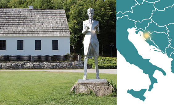 Statue of Nikola Tesla in front of his family's house