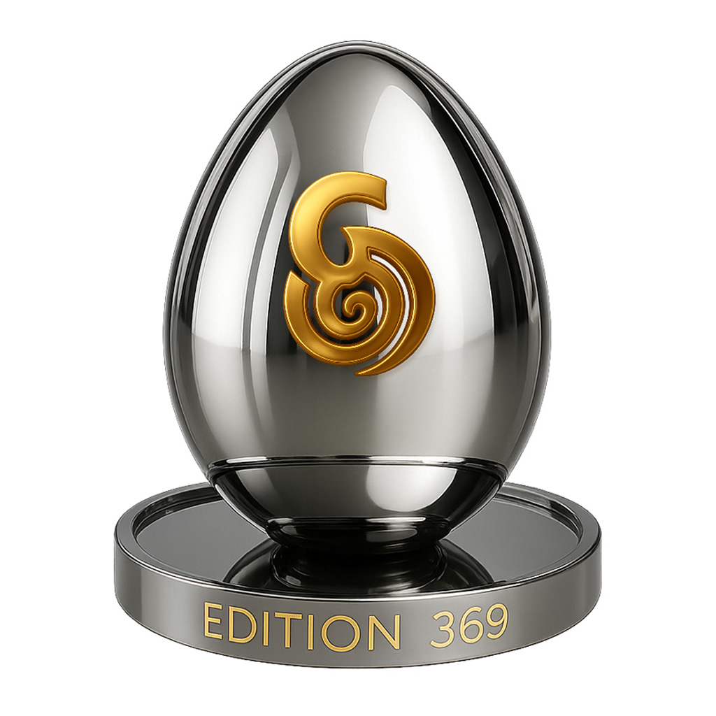 ein metallisches Ei mit dem GalaxiPark Logo